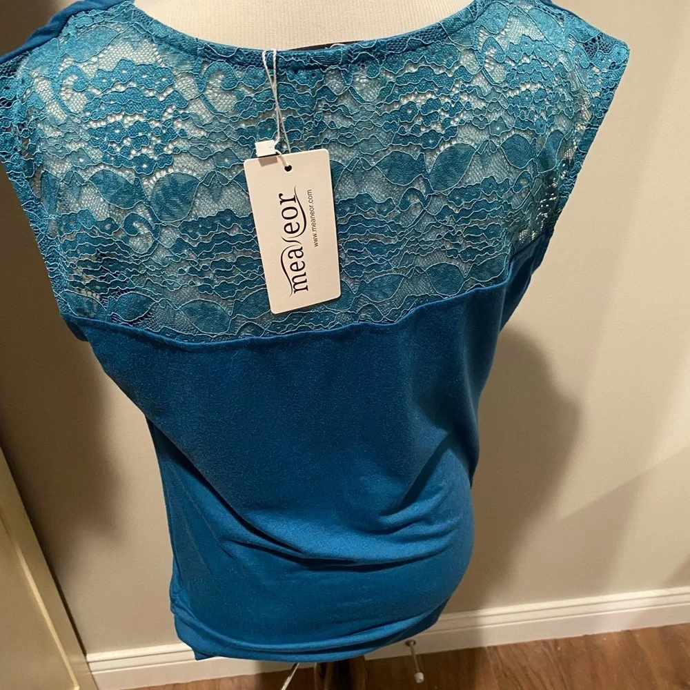 Elegant Blue Drape Neck Blouse
